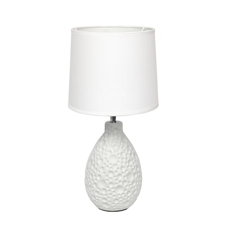 Simple Designs Textured Stucco Ceramic Oval Table Lamp, White LT2003-WHT